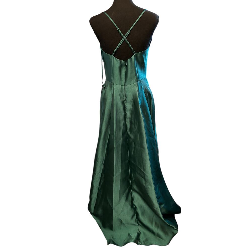 Eliza J Women's Emerald Green Beaded-Bodice Pleated High-Low Gown NWT Size 6 - Picture 3 of 8